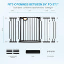 Gate for Baby Indoor 29-57'' Wide, Adjustable Safety Gate for Stairs No Drilling Baby Gate with Door Pet Pressure Mount Gate for Kids Dogs Extension Kit Stairway Doorway Black (30.5'' Tall) by TinyTreasures Baby Boutique