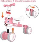 YGJT Baby Balance Bike for 1 + Year Old Boy and Girl, Indoor Outdoor Non-Pedal Baby Walker Toys for 10-36 Months Toddlers, Silent Wheels, 1st Birthday Gift, Kids First Bike Pink Mouse by TinyTreasures Baby Boutique