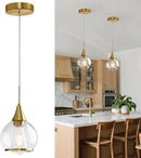 Pendant Light Fixtures Kitchen: Brushed Gold Farmhouse Island Light with Clear Glass - 6 Inch Mid Century Globe Kitchen Lighting Chandeliers Ceiling for Dining Room by CozyNest Decor
