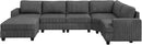 Nolany Sectional Sofa with Storage Ottoman, U Shape Couch with Chaise, Corduroy Modular Sectional Couch for Living Room, Dark Grey by CozyNest Decor