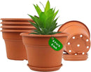 6 Inch Plastic-Flower Pot-for-Indoor Plants, 6 Pack Outdoor Plant Pots with Drainage Holes & Saucers, Resin Garden Pots Planters by CozyNest Decor