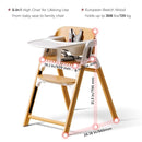 Momcozy DinerPal Wooden High Chair for Babies, Toddlers & Adults Up to 308 Lbs, Convertible Baby Highchair with Food-Grade Tray, Dishwasher-Safe, Adjustable & Ergonomic, Natural Wood by TinyTreasures Baby Boutique