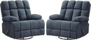 2PCS Oversized Recliner Chair, 360° Swivel Rocker Recliner for Big Man, Extra Wide Manual Recliner, Overstuffed Soft Rocking Sofa Chair for Living Room(Grey) by CozyNest Decor