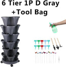 Vertical Planter, 6 Tier Stackable Strawberry Planter with Garden Tool Set, Movable Indoor/Outdoor Garden Herb Pot for Growing Vegetables and Succulents, Dark Gray by GreenHaven Gardens