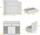 Nursery Dresser with Changing Table Top, 46" W Baby Dresser with 2 Drawers, Laundry Basket & Raised Guard, Infant Diaper Changing Storage Organize Station for Nursery and Baby Bedroom, White by TinyTreasures Baby Boutique