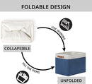DULLEMELO Large Rectangular Baskets for Storage 16"x12"x12" [2 Pack] Collapsible Storage Baskets for Organizing Closet, Clothes, Toys (White & Blue) by TinyTreasures Baby Boutique