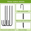 Ground-Stakes-Heavy-Duty-12 inch, J-Hook Rebar Stakes Black Coated Anti-Rust 50pcs Garden Stakes Metal Ground Anchors for Garden Dog Fence Chicken Coop Christmas Decorations Deer Fence by CozyNest Decor