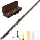 EASTROCK Closed Hole Flutes C 16 Key for Beginner, Kids, Student -Antique Flute with Case Stand and Cleaning kit by TinyTreasures Baby Boutique