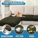 H.VERSAILTEX Velvet Stretch Sectional Couch Covers 3 Pieces Sofa Seat Cushion Covers L Shape Separate Couch Cover for Both Left/Right Sectional Couch (Large Sofa 2 Seater + 1 Chaise, Olive) by CozyNest Decor