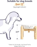 Ceramic Elevated Slow Feeder Dog Bowl - 0.6 Cup Puzzle Feeder with Wooden Stand for Small Breeds, White Pet Dish by CozyNest Decor