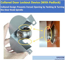 Door Knob Lockout Device (Matt Silver, 1 Padlock). Door Handle Lock - Prevents Doorknobs from Turning and Access to Keyhole. Childproof Door Knob Cover. by TinyTreasures Baby Boutique