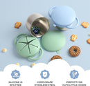 2 Pack Snack Cups for Toddlers Spill Proof - Detachable Stainless Steel Toddler Snack Cups with Silicone Lids & Handles - Dishwasher Safe Baby Snack Containers for Mess-Free Snacking (Blue and Green) by TinyTreasures Baby Boutique
