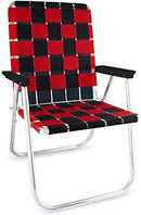 Lawn Chair USA Folding Aluminum Outdoor Patio Lawn Chair | Heavy-Duty Webbed Chairs for Camping, Sports, Beach, Yard & Tailgating | Lightweight Portable | Classic - Black/Red by GreenHaven Gardens