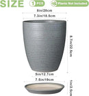 8 Inch Plant Pot Ceramic Planter Pot with Drainage Hole and Saucer Modern Round Flower Pot for Indoor Plants Light Gray by GreenHaven Gardens