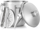 Ice Bucket with Lid, Scoop, Tongs and Strainer - Well Made Insulated Stainless Steel Keep Ice Frozen Longer - Ideal for Cocktail Bar, Parties, Chilling Wine, Champagne - 3 Liter (Stainless Steel) by CozyNest Decor