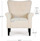 BELLEZE Modern Accent Chair, High Back Armchair, Upholstered Wingback Side Chair, Padded Single Sofa with Wooden Legs for Living Room, Bedroom - Beige by CozyNest Decor