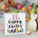 Rustic Farmhouse Bunny Easter Decorations Country Home Office Desk Decor Happy Easter Sign Cubicle Shelf Tabletop Tiered Tray Decor Gifts for Women 5 X 5 Inch by CozyNest Decor