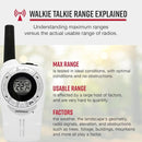 Cobra ACXT360 Water Resistant Walkie Talkies – Rechargeable, 22 Channels, Long Range 25-Mile Range Two-Way Radios 3-Pack, White, Silver and Red by TinyTreasures Baby Boutique