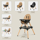 Gofirst 6 in 1 Convertible Wooden High Chair for Babies and Toddlers - Infant Dining Booster Seat With Building Block Table and 4-Position Removable Feeding Chair by TinyTreasures Baby Boutique