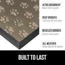 GORILLA GRIP 100% Waterproof All-Season WeatherMax Doormat 35x23, US Designed Natural Rubber, Stain and Fade Resistant, Low Profile Indoor Outdoor Door Mats, Easy Clean Patio Mat, Tan Pawprints by CozyNest Decor