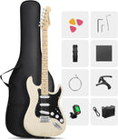 DONNER DST-80 Electric Guitar 39” Beginner Electric Guitar Kit with Amp, Classic SSS Pickup Complete with Gig Bag, Tuner, Capo, Strap, Picks, and Free Online Lessons, Bone White by TinyTreasures Baby Boutique