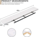 Fun Memories 48 Inch Floating Shelves for Wall, Deep Rustic Solid Pine Wood Shelf - Farmhouse Wall Mounted Display Shelf with Heavy-Duty Metal Bracket, 48" W x 8" D, Set of 1, White by CozyNest Decor