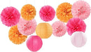 Pink-Orange Party-Decorations Paper-Flowers Lanterns - 15PCS Fall Wedding Birthday Tissue Pom Poms Streamers, Boho Baby Bridal Shower Graduation Sunset Hanging Supplies Decor Hugfond by CozyNest Decor