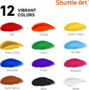 Shuttle Art Acrylic Paint, 12 Colors Acrylic Paint Large Bottle Set, 473ml/16oz Each, Rich Pigments, High Viscosity, Bulk for Artists, Beginners and Kids on Rocks Crafts Canvas Wood by TinyTreasures Baby Boutique