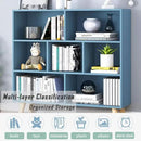 IOTXY Wooden Open Shelf Bookcase - 3-Tier Floor Standing Display Cabinet Rack with Legs, 7 Cubes Bookshelf, Bright Blue by CozyNest Decor