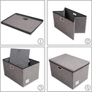 PRANDOM Extra Large Collapsible Storage Bins with Lids [5-Pack] Linen Fabric Foldable Storage Baskets Boxes Organizer Containers Cube with Cover for Bedroom Closet Office Nursery (22.8x15.75x13.8) by TinyTreasures Baby Boutique