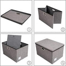 PRANDOM Extra Large Collapsible Storage Bins with Lids [5-Pack] Linen Fabric Foldable Storage Baskets Boxes Organizer Containers Cube with Cover for Bedroom Closet Office Nursery (22.8x15.75x13.8) by CozyNest Decor