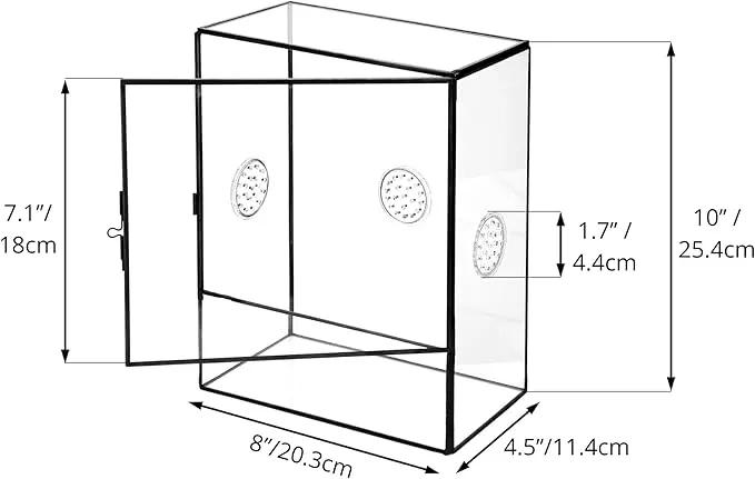 NCYP Glass Terrarium with Front Opening Door and 3 Vents for Insects, Snail, Spider, Glass Enclosure - 8"x4.5"x10" Clear Closed Plant Greenhouse Box (Terrarium Only), photo 5 of 7