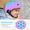 Adjustable Kids Bike Helmet with Knee & Elbow Pads Set, Color Gradient Design for Boys and Girls Aged 3-14+, for Skateboarding, Scooter, Roller & Inline Skating, Longboard by TinyTreasures Baby Boutique