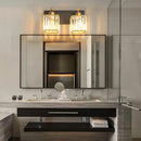 Modern Bathroom Vanity Light 2-Lights Black Gold Crystal Bathroom Wall Light Vanity Light Fixtures，12.59-inch Modern Minimalist Design by CozyNest Decor