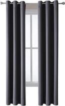 ChrisDowa Grommet Blackout Curtains for Bedroom and Living Room - 2 Panels Set Thermal Insulated Room Darkening Curtains (Dark Grey, 42W x 84L) by CozyNest Decor