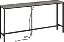 SUPERJARE Console Table with Outlet, 63 Inch Sofa Table with Charging Station, Narrow Hallway Entryway Table, Behind Couch Table Skinny for Entryway, Living Room, Plants, Charcoal Gray by CozyNest Decor
