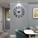 Large Modern Metal Wall Clocks Rustic Round Nearly Silent Little Ticking Battery Operated Roman Numerals Clock for Living Room/Bedroom/Kitchen Wall Decor-(Black, 47cm) by CozyNest Decor