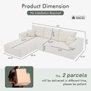 Boneless Sectional Cloud Couch Sofa for Living Room, 112" L-Shaped Modular Modern Lounge Sleeper Beige Couches with Chaise, No Assemble, Cordury Compression Upholstered Sofas by CozyNest Decor