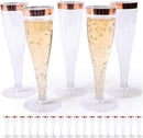 Prestee Set of 24 Plastic Champagne Flutes with Rose Gold Rim - 4.5 oz - Shatterproof Disposable Glasses - Elegant Design - Ideal for Weddings, Cocktail Parties, and Outdoor Celebrations by CozyNest Decor