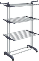 SONGMICS Clothes Drying Rack Stand 4-Tier, Foldable Laundry Drying Rack 68.1-Inch Tall, Steel, Rolling Clothes Horses Dryer Rack, Easy to Assemble, Indoor Outdoor Use, Dove Gray ULLR701G01 by TinyTreasures Baby Boutique