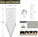 Flashing God 40''X90 High Ceiling Chandelier Crystal Raindrop Gold Chandeliers Staircase Large Chandelier Villa Entrance Foyer Pendant Light Foyer High Ceiling Light 15 GU10 Bulb Dimming by CozyNest Decor