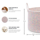 OrganiHaus Toy Storage Basket for Kids, Large Cotton Rope Organizer Bin for Nursery, Toy Box, Blanket Holder, Baby Hamper for Living Room, Soft & Washable, 20x13 inches - Rainbow by TinyTreasures Baby Boutique