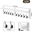 AMBIRD 34.2" L Wooden Wall Coat Hooks with Shelf - Versatile and Decorative Wall-Mounted Storage - 10 Hooks for Hanging Coats, Hats, Keys, Bags, Scarves - Ideal for Entryways, Bedrooms, Closets(White) by CozyNest Decor