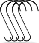 Dreecy 12 Inches Tree Branch Hooks, 4 Pack Extra Large S Hooks for Hanging Plants,Heavy Duty Hooks for Hanging Plants, Black Bird Feeder Hooks for Outdoors Hanging Basket, Lanterns and Ornaments by GreenHaven Gardens