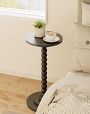 Masupu Round Side Table, Small End Table for Small Spaces, Pedestal Drink Table with Solid Wood Leg for Living Room, Bedroom, Corners(Black) by CozyNest Decor