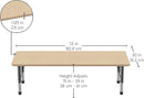 Factory Direct Partners FDP Rectangle Activity School and Classroom Kids Table (30 x 72 inch), Chunky Toddler Leg, Adjustable Height 15-24 inches - Maple Top and Maple Edge by CozyNest Decor