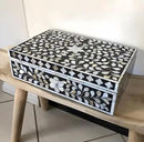 Decorative Wooden Storage Box with Mother of Pearl Inlay – Elegant Floral Design – Perfect for Home Décor in Living Room, Dining Area, or Bedroom (Black, 12x8x5 inches) by CozyNest Decor