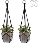 Artilady Black Hanging Planter for Indoor Plants Macrame Plant Hanger Large Hanging Plant Holder Basket with Adjustable Beads Outdoor Window Boho Plant Wall Decor by GreenHaven Gardens
