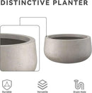 Kante 19.6" Dia Round Concrete Planter, Cement Plant Pots with Drainage Hole and Rubber Plug for Outdoor Indoor Garden Home, Modern Curvaceous Design, Weathered Concrete by GreenHaven Gardens