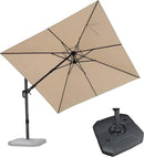 PURPLE LEAF 9.8' X 9.8' Tilting Patio Umbrella with Base Outdoor Cantilever Swivel Square Umbrella with Tilt Aluminum Offset Umbrella with 360-degree Rotation for Garden Deck Pool Patio Beige by GreenHaven Gardens